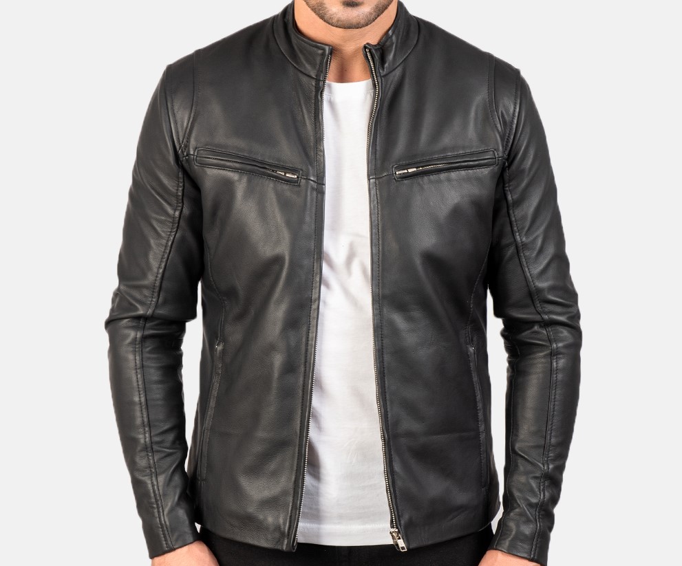 Ionic Black Leather Jacket - JacketsbyT