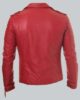 DOUBLE BREASTED MENS RED LEATHER BIKER JACKET 2