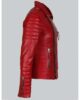 DOUBLE BREASTED MENS RED LEATHER BIKER JACKET 3