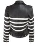 WOMENS BLACK AND WHITE STRIPED LEATHER BIKER JACKET 1