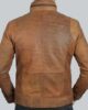 LIGHT BROWN DISTRESSED LEATHER MOTORCYCLE JACKET 2