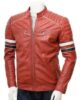 MENS CLASSIC RACING QUILTED LEATHER BIKER JACKET 5