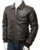 MENS CLASSIC SHIRT COLLAR LEATHER BOMBER JACKET 7