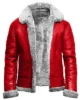 Christmas Holiday Red A2 Bomber Aviator With Artificial Fur Collar Genuine Leather Jacket 1100x1100h