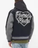 Human Made Duck Navy Blue and Grey Letterman Wool Jacket 1 550x550h