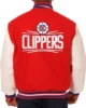 Los Angeles Clippers Varsity Red and White Wool Leather Full Snap Jacket 550x550h