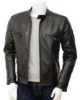 Mens Black Leather Biker Jacket Ashwater 550x550h