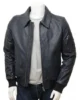 Mens Blue Leather Bomber Jacket Culmstock 550x550h
