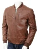 Mens Leather Bomber Jacket in Brown Ferrers 1100x1100h