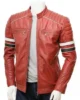 Mens Red Leather Biker Jacket Croyde 550x550h