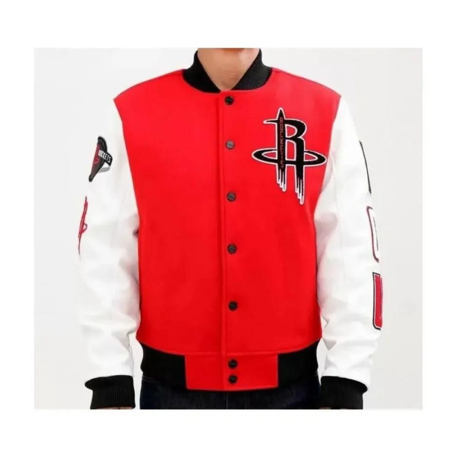 NBA Houston Rockets White And Red Varsity Jacket 850x1000