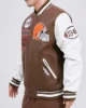 cleveland browns mash up brown and white varsity jacket 1100x1100h