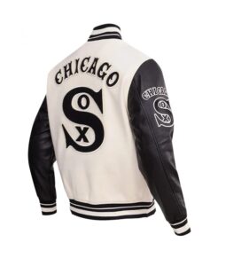 Chicago White Sox MLB Cream Black Varsity Jacket - JacketsByT