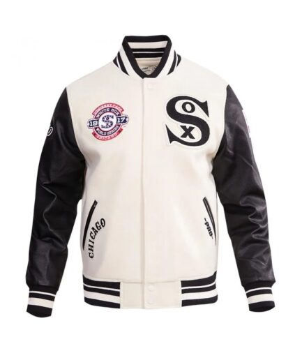 Chicago White Sox MLB Cream Black Varsity Jacket - JacketsByT