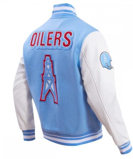 houston oilers retro classic blue varsity jacket-men's collection-Houston Oilers Retro-Classic Blue Varsity Jacket-Houston Oilers varsity jacket-Houston Oilers jacket-wool varsity jacket-classic varsity jacket-baseball jacket-convention jacket-winter jacket-men's jacket-women's jacket-college jacket-letterman jacket