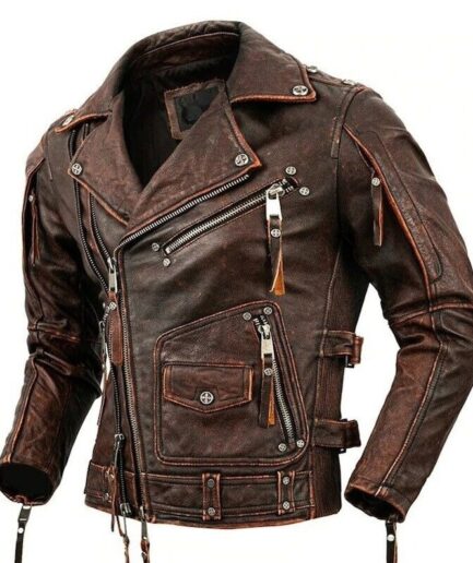 Men's Vintage Café Racer Moto Biker Jacket by JacketsByT