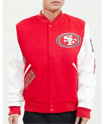 San Francisco 49ers Logo Letterman Jacket-san francisco jacket-varsity jacket-wool jacket-red leather jacket-bomber jacket-celebrity jacket