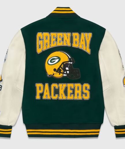 Men's-OVO-Green Bay Packers-Varsity-Jacket-letterman-bomber-leather-baseball