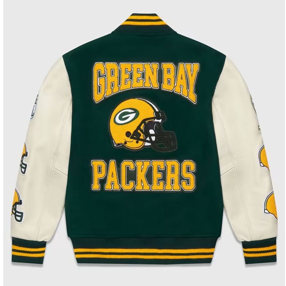 Men's-OVO-Green Bay Packers-Varsity-Jacket-letterman-bomber-leather-baseball