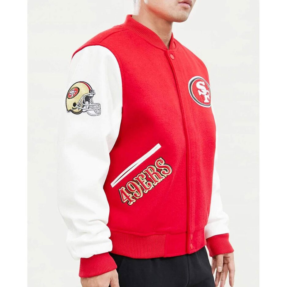San Francisco 49ers Logo Letterman Jacket-san francisco jacket-varsity jacket-wool jacket-red leather jacket-bomber jacket-celebrity jacket