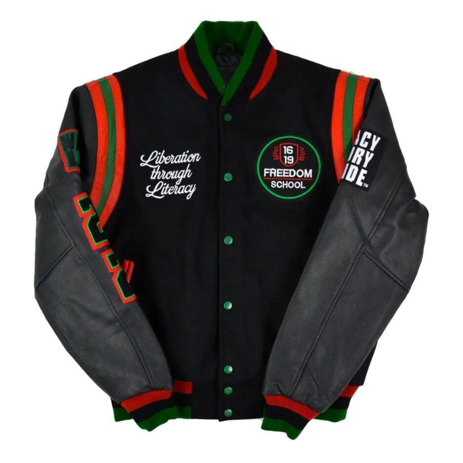 1619-Freedom-School-Motto-2.0-Varsity-Jacket