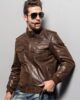Mens Brown Boomber Leather Jacke