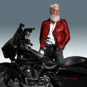Mens Red Motorcycle Cowhide Leather Jacket
