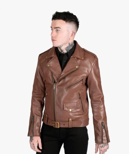 Men’s Brown Double Rider Leather Jacket