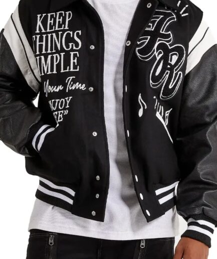 KEEP THINGS SIMPLE VARSITY JACKET