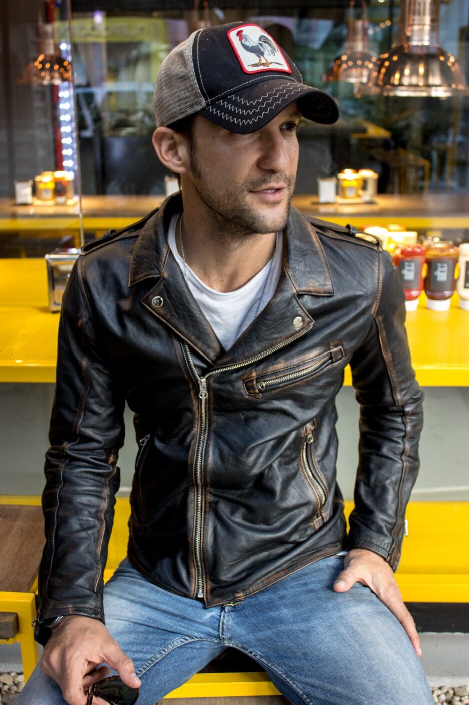 Men's Vintage Brown Distress Leather Jacket