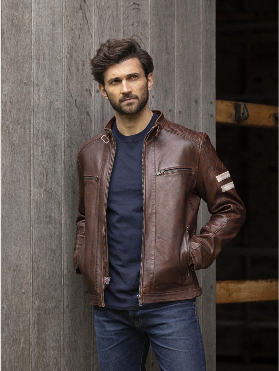 Freestyle Brown Cafe Racer Leather Jacket