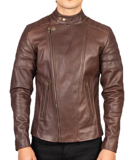 Men's Real Leather Brown Biker Jacket