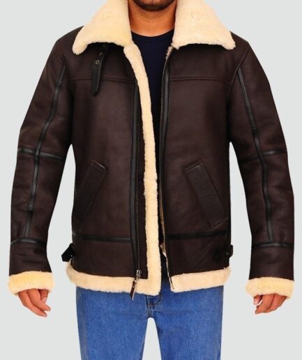 Men's Bomber Leather Aviator Shearling Jacket