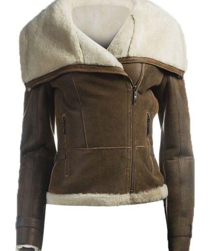 Women's Aviator Fur Leather Jacket