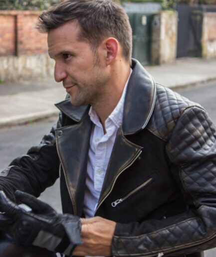 Men's Distressed Quilted Sleeves & Sued Leather Jacket