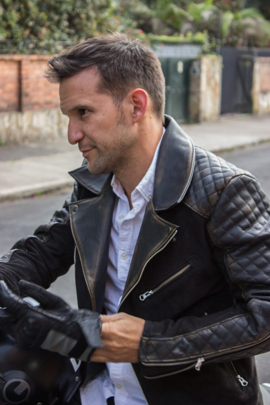 Men's Distressed Quilted Sleeves & Sued Leather Jacket