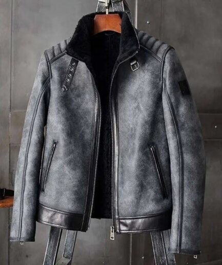 Men's Gray b3 shearling bomber jacket