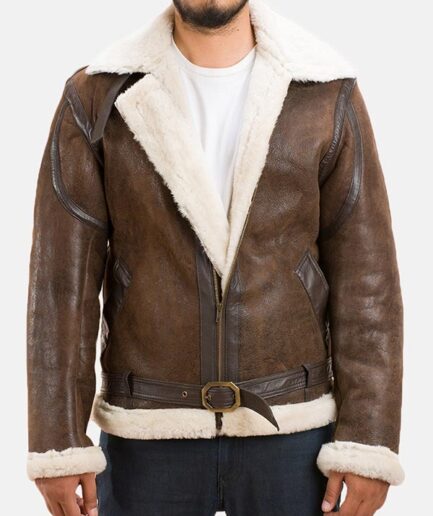 Men's Aviator Shearling Brown Leather Jacket
