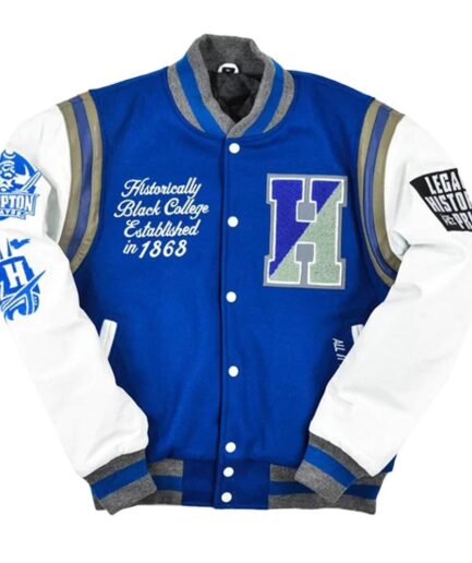 Men's Hampton University Motto 2.0 Blue Varsity Jacket
