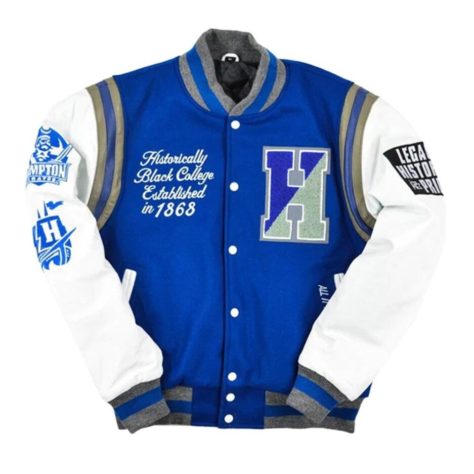Men's Hampton University Motto 2.0 Blue Varsity Jacket