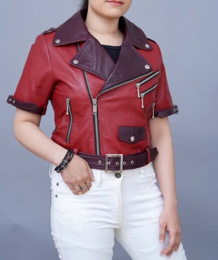 Aerith Gainsborough Final Fantasy 7 Red Leather Jacket