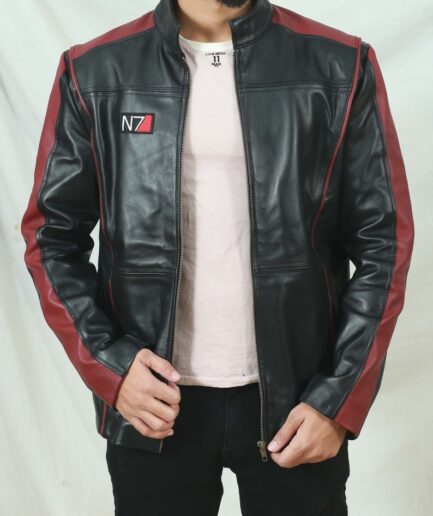 MASS Effect N7 Motorcycle Black Leather Jacket