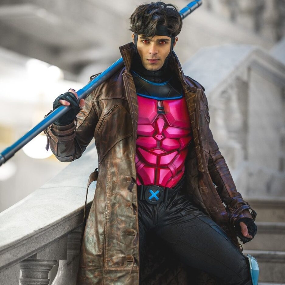 Marvel Gambit Distress Leather Trench Coat