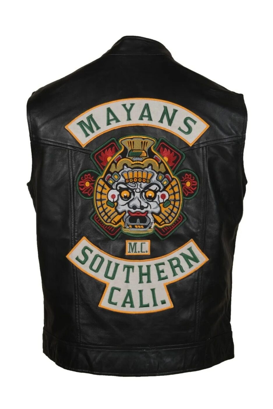 Mayans M.C Angel Reyes Black Leather Vest